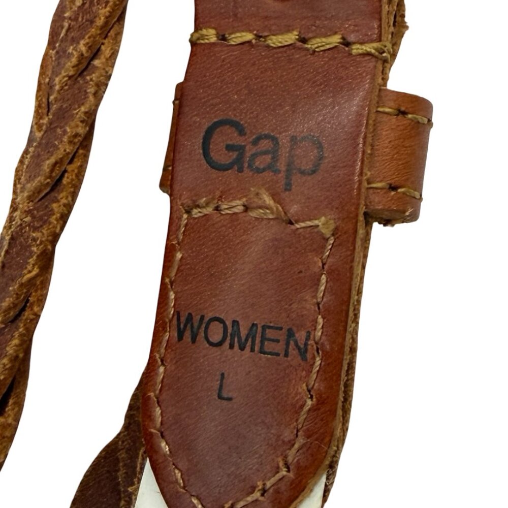 Gap Brown Leather Braided Long Belt Size Large - Picture 4 of 5